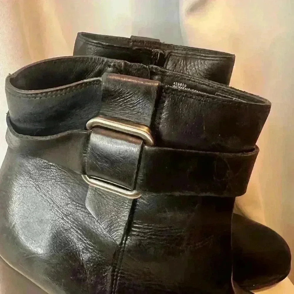 Lands End Leather Boots Black Size 8M